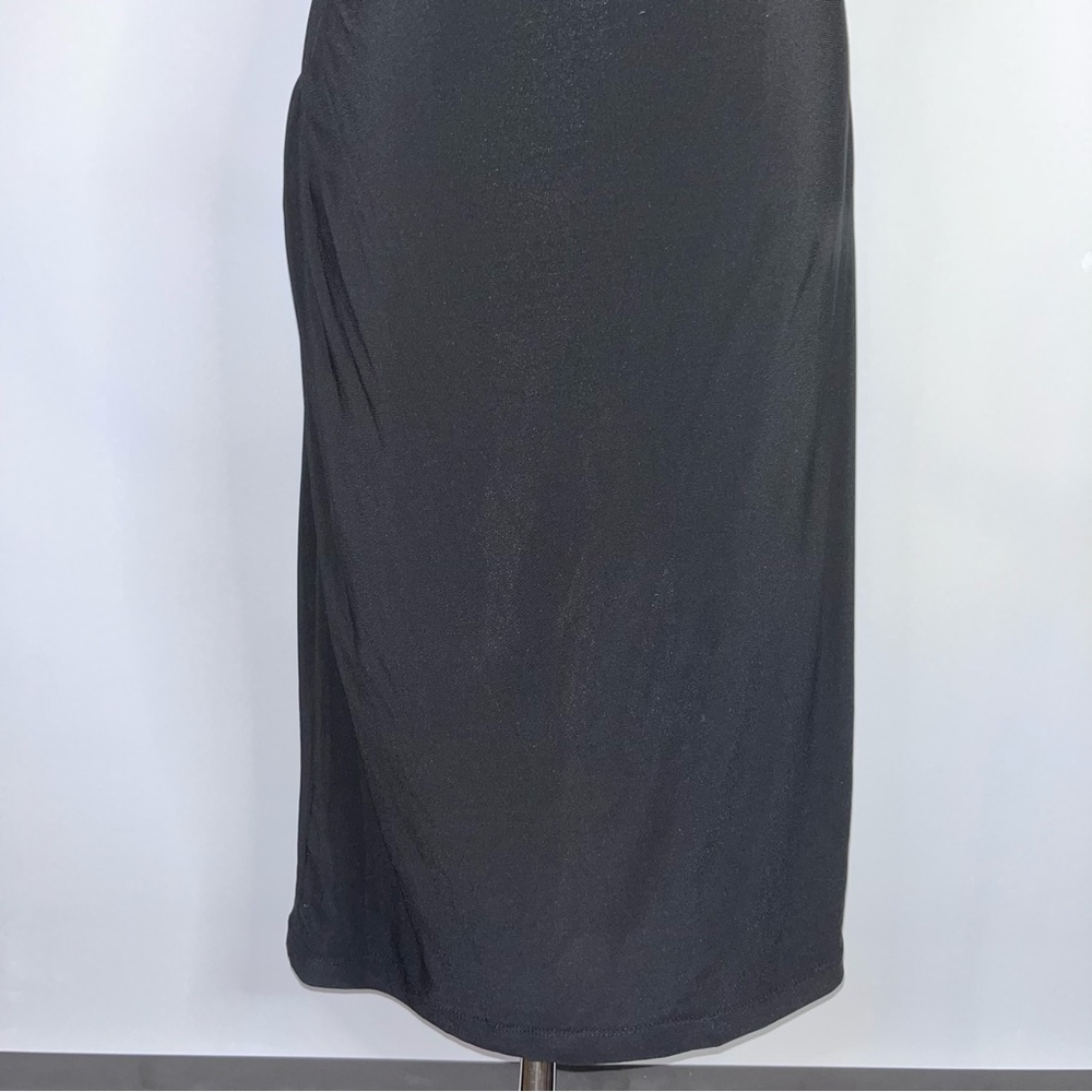 RONNI NICOLE Solid Black Cowl Neck Sheath Dress 6 LBD - Picture 3 of 11